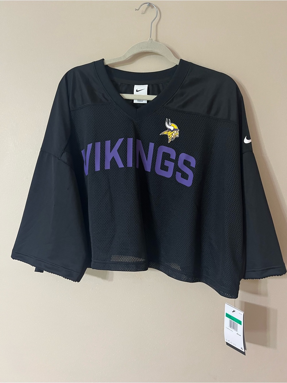 Nike Black Minnesota Vikings Cropped Jersey with Purple Logo